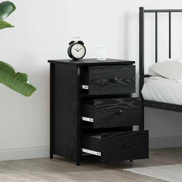 vidaXL Bedside Cabinet with Drawer 2 pcs Black Oak 40 x 36 x 60 cm