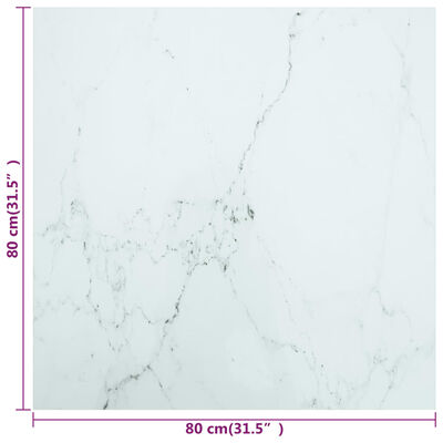vidaXL Table Top White 31.5"x31.5" 0.2" Tempered Glass with Marble Design