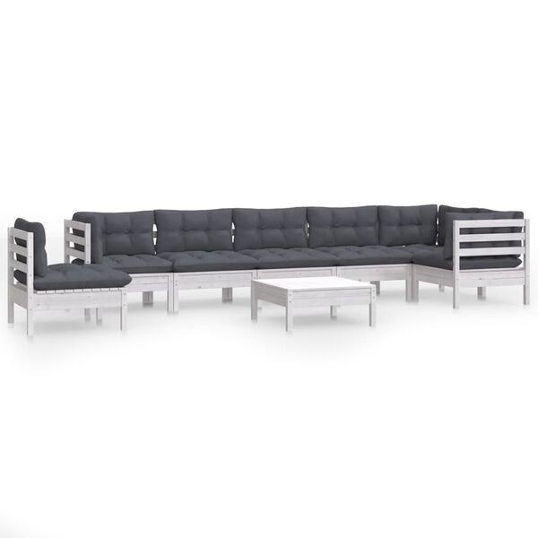 vidaXL Garden Lounge Set White, Anthracite