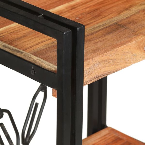 vidaXL Bookcase Natural Wood Solid Acacia Wood, Powder-Coated Steel Medium