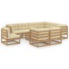 vidaXL Garden Lounge Set Honey Brown, Cream Solid Pine Wood Medium