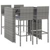 vidaXL Garden Bar Set Grey PE rattan, powder-coated steel, tempered glass