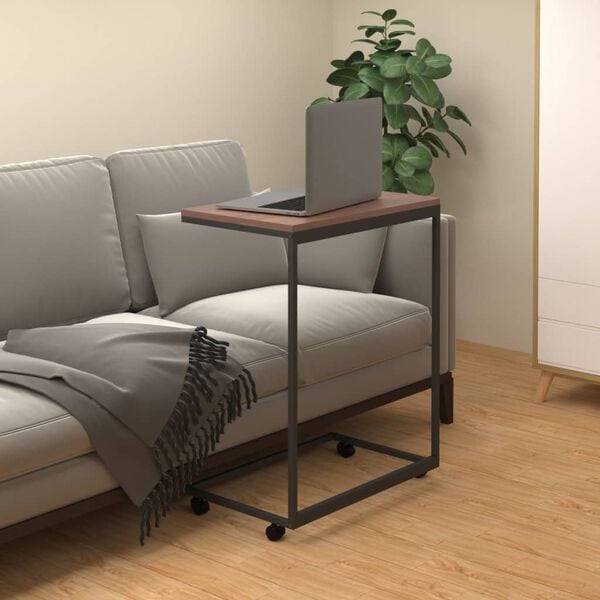 vidaXL Side Table Black and Brown Engineered wood and iron