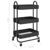 vidaXL 3-Tier Trolley Black 16.9"x13.4"x31.1" Steel