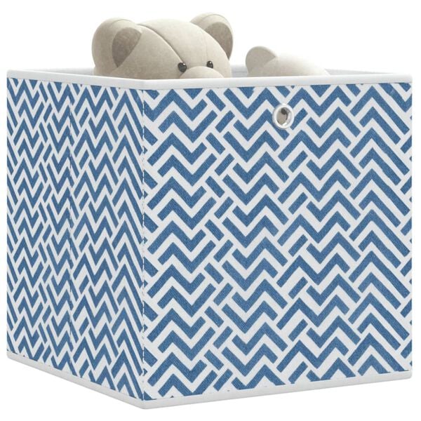 vidaXL Foldable Storage Box Set of 10 Blue with chevron pattern