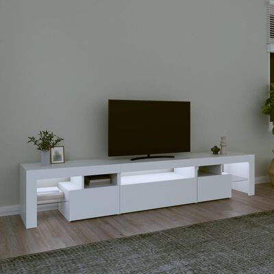 vidaXL TV Stand with LED Lights White 84.6"x14.4"x15.7"