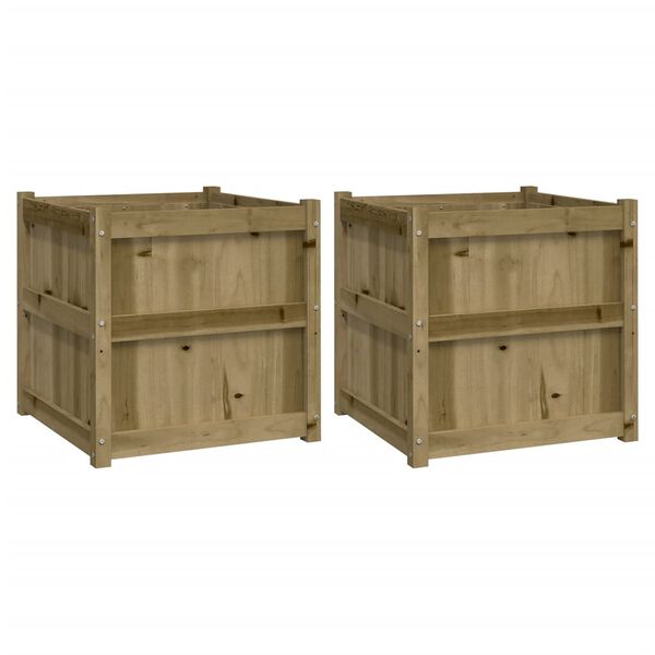 vidaXL Garden Planter Set of 2 Brown Solid treated pine wood