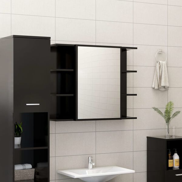vidaXL Bathroom Furniture Set Black Engineered wood Medium