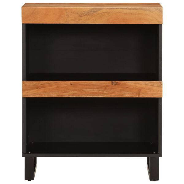 vidaXL Side Cabinet Natural and black Solid acacia wood and iron Medium
