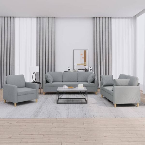 vidaXL Sofa Set Light grey 100% polyester, metal, textilene, plywood