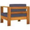 vidaXL Garden Lounge Set Dark grey cushions, natural wood