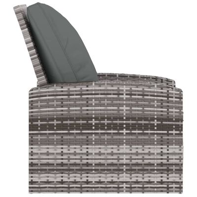 vidaXL Patio Reclining Chair with Cushions Gray Poly Rattan
