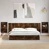 vidaXL Bed Headboard With Cabinet Smoked oak Engineered wood Large
