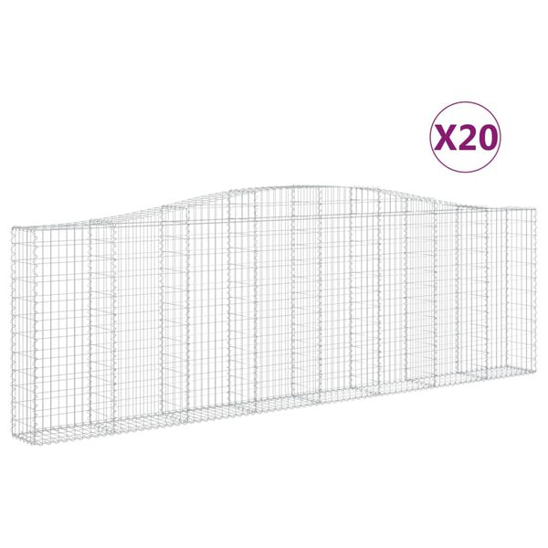 vidaXL Arched Gabion Baskets 20 pcs 157.5x11.8x120/140" Galvanised Iron
