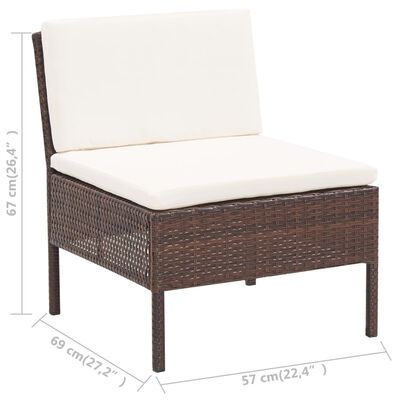 vidaXL 5 Piece Patio Sofa Set with Cushions Poly Rattan Brown