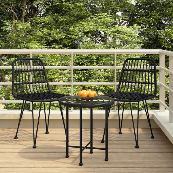 vidaXL Garden Dining Set Black Steel, Polyethylene with a Rattan Look