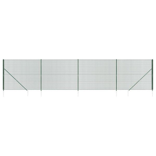 vidaXL Wire Mesh Fence with Spike Anchors Green 6.6x32.8'