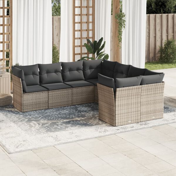 vidaXL Garden Sofa Set Grey PE rattan Large Adjustable Feet