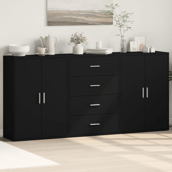 vidaXL Sideboard Black Engineered Wood Medium Living Room Storage