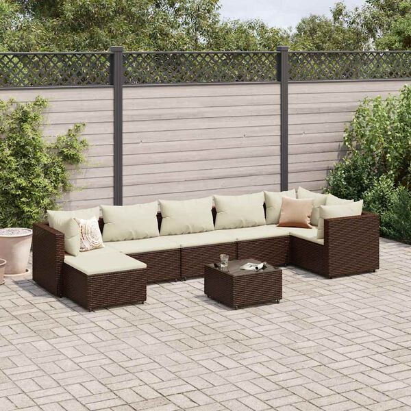 vidaXL Patio Lounge Set Brown, Cream White