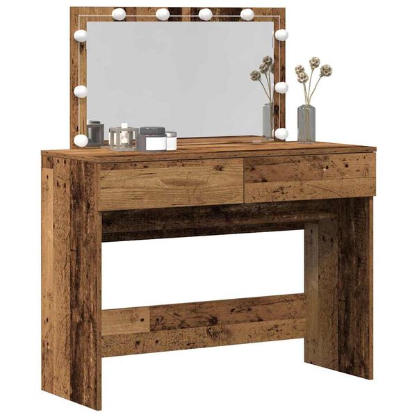 vidaXL Dressing Table with Drawer Old Wood 39.37 x 15.75 x 47.24 in