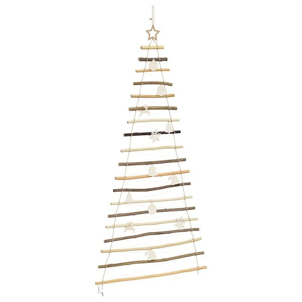 vidaXL Christmas Tree with 100 LEDs Natural 70.9" Solid Ash wood