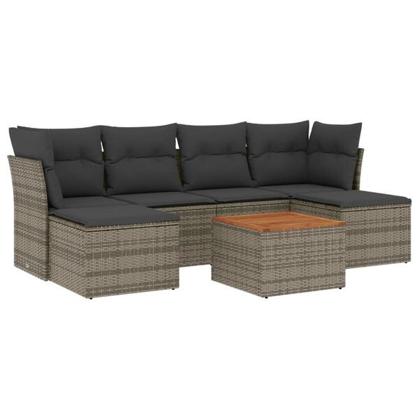 vidaXL Garden Sofa Set Gray PE rattan Modular Garden Sofa Set Other