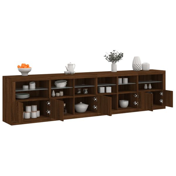 vidaXL Sideboard Brown Oak Engineered wood, Glass Large Sideboard