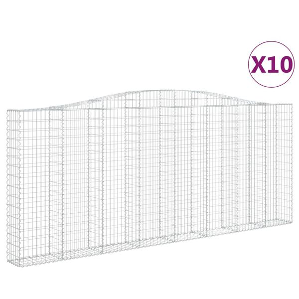 vidaXL Arched Gabion Baskets 10 pcs 157.5x11.8x160/180" Galvanised Iron