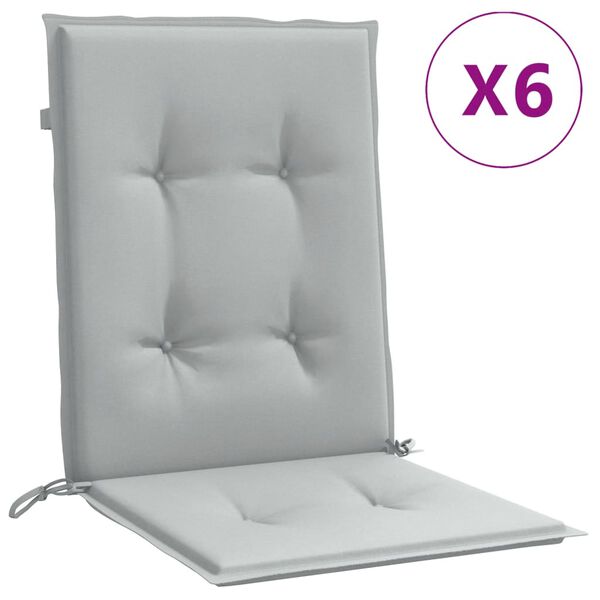 vidaXL Lowback Chair Cushion Set of 6 Melange light gray 100% polyester