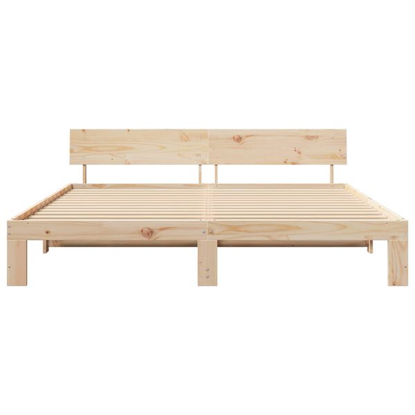 vidaXL Bed Frame Natural 70.87 x 78.74 in Solid Pine Wood