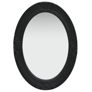 vidaXL Wall Mirror Black Wood, glass, engineered wood 19.7x27.6 in