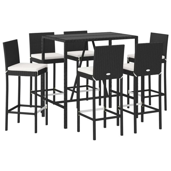 vidaXL Patio Bar Set Set of 6 Black, Cream white