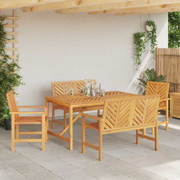 vidaXL Garden Dining Set 5 pcs Brown solid acacia wood