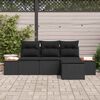 vidaXL Garden Sofa Set with Cushion 4 pcs Black Synthetic: Poly Rattan