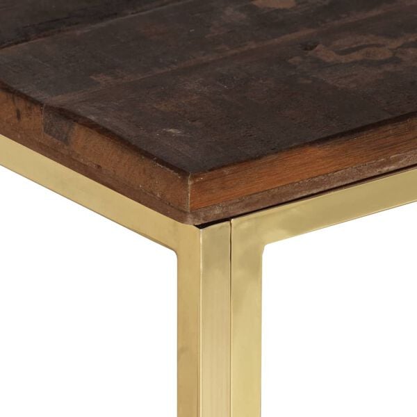 vidaXL Coffee Table Gold Stainless Steel and Solid Sleeper Wood