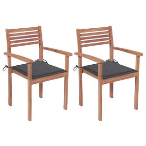 vidaXL Garden Chair Set of 2 Teak Teak wood, polyester Medium