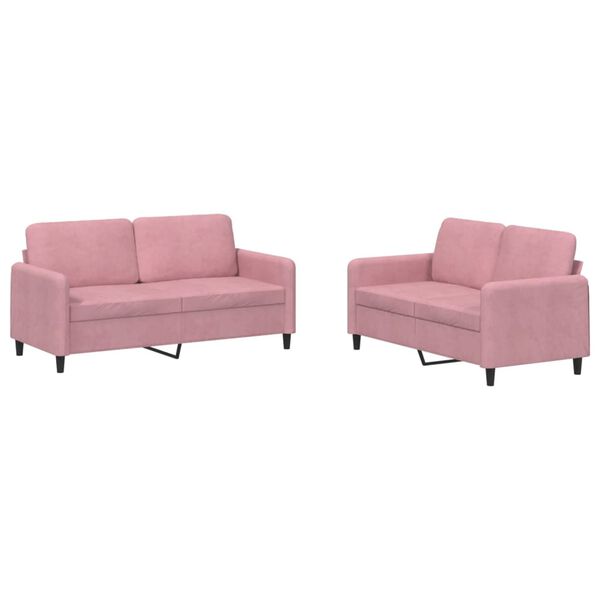 vidaXL Sofa Set Pink Velvet (100% polyester), metal, textilene, plywood