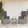 vidaXL Garden Dining Set Grey PE rattan Small Adjustable Armrests