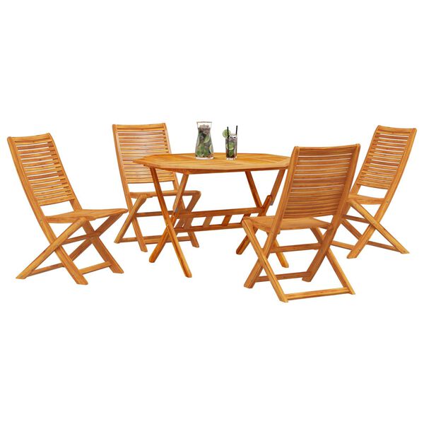 vidaXL Garden Dining Set Folding 5 pcs Brown solid acacia wood