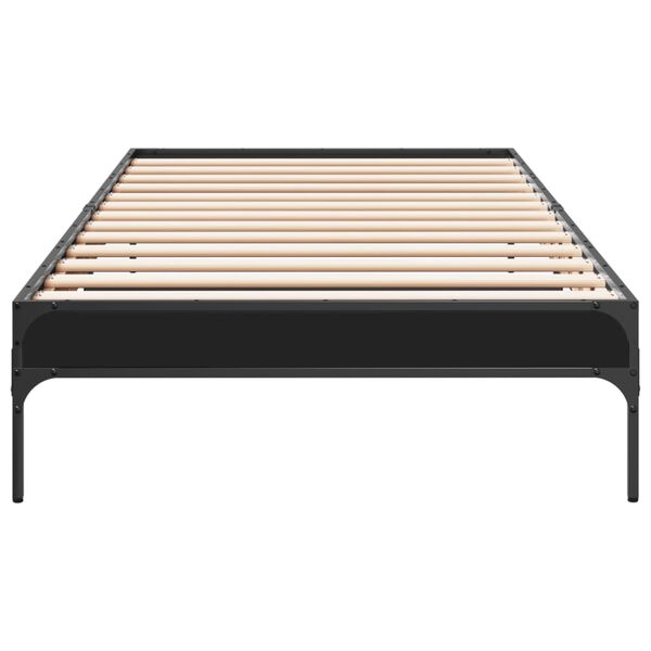 vidaXL Bed Frame Black Engineered wood, metal Small Single Durable