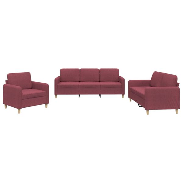 vidaXL Sofa Set Wine Red Polyester, Metal, Plywood Large Sofa Set
