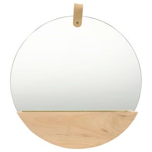 vidaXL Wall Mirror Natural Wood Glass, Solid Pine Wood Medium