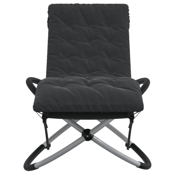 vidaXL Sun Lounger Black Steel 29.1 x 56.7 x 33.5 in Foldable