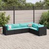 vidaXL Patio Lounge Set Black, Water Blue
