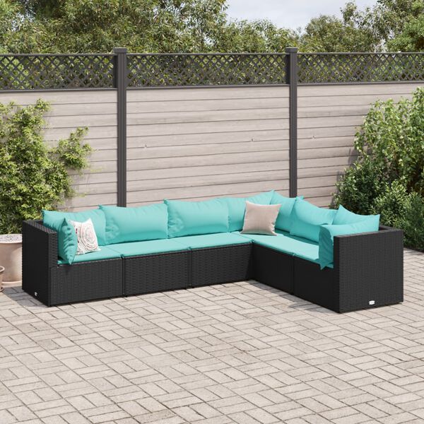 vidaXL Patio Lounge Set Black, Water Blue