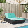 vidaXL Double Sun Lounger with Cushions Black Poly Rattan