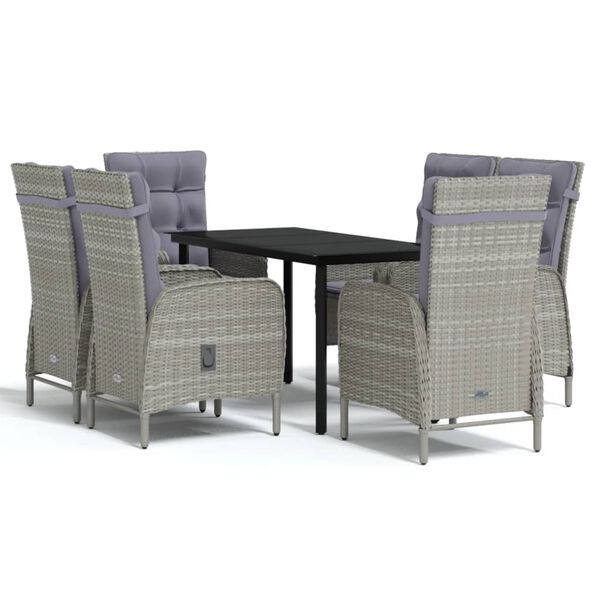 vidaXL Garden Dining Set Grey and Black PE Rattan Large Ergonomic