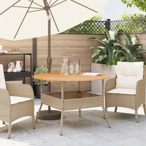 vidaXL Garden Table Beige Poly Rattan Ø43.3 x 28.0 in Durable