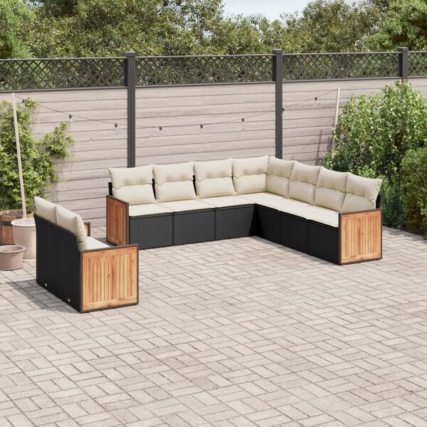 vidaXL Garden Sofa Set Black PE rattan Large Modular Garden Sofa Set